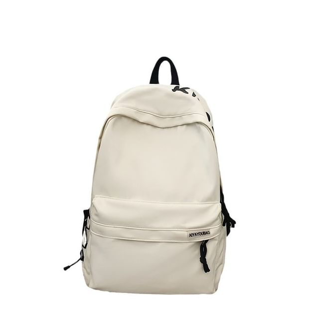 Print Backpack Lettering Charm / Bag Set Nylon Laptop