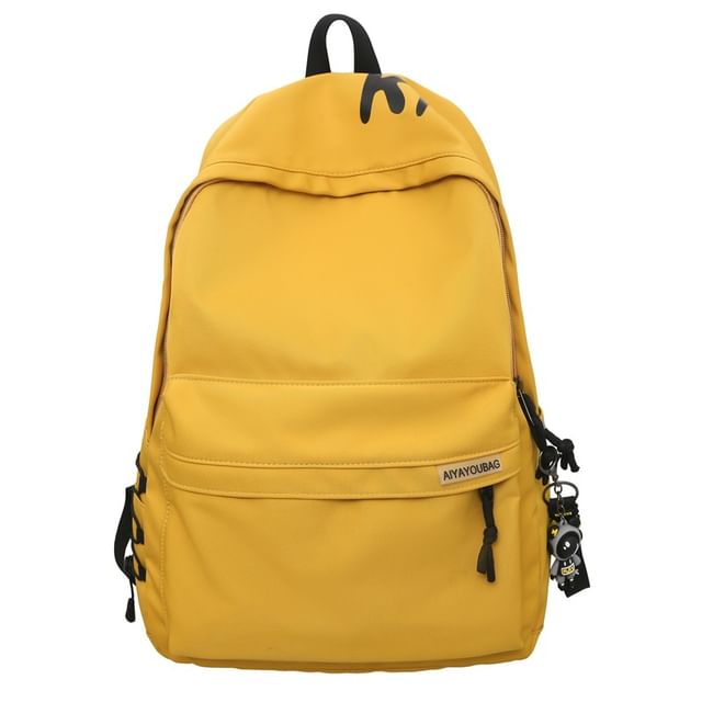 Print Backpack Lettering Charm / Bag Set Nylon Laptop