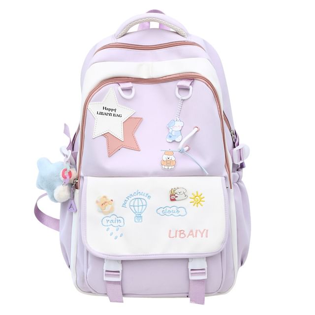 / Laptop Embroidered Backpack Tote Star Nylon Applique Bag Charm Badge Set