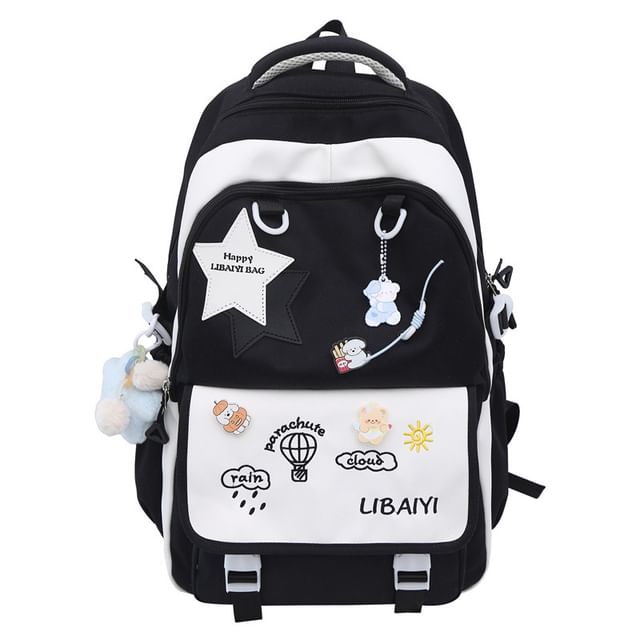 / Laptop Embroidered Backpack Tote Star Nylon Applique Bag Charm Badge Set