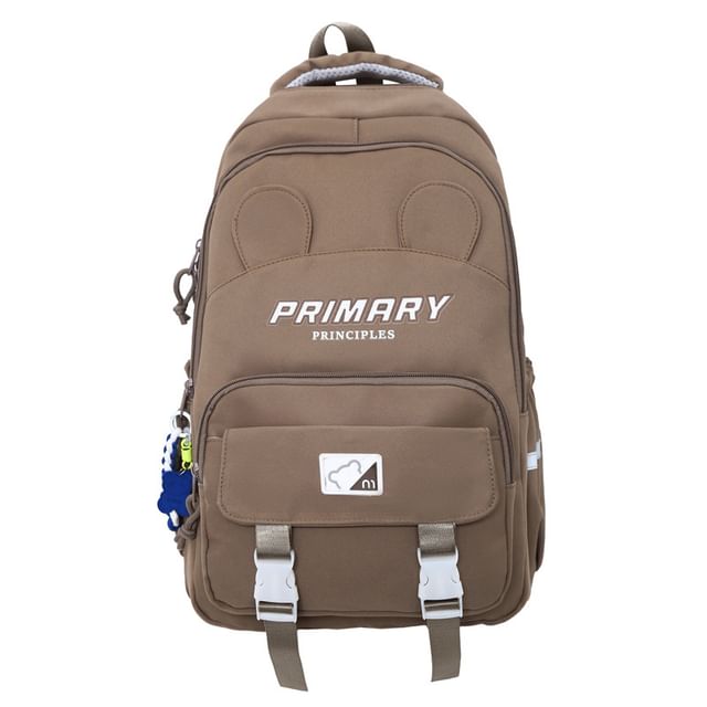 Lettering Nylon Print Backpack Laptop