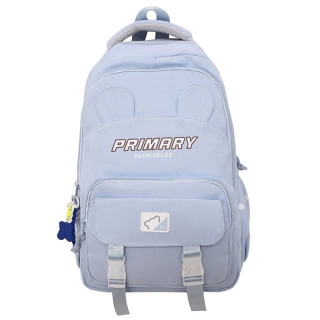 Lettering Nylon Print Backpack Laptop