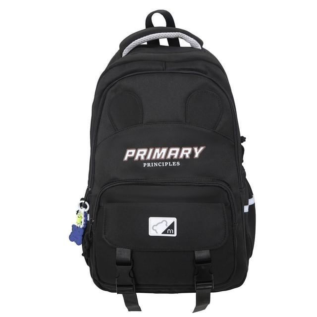 Lettering Nylon Print Backpack Laptop