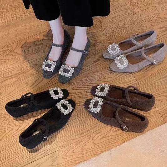 Rhinestone Jane Mary Chunky Heel Accent Pumps