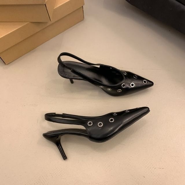 Pointed Pumps Toe Slingback Grommet