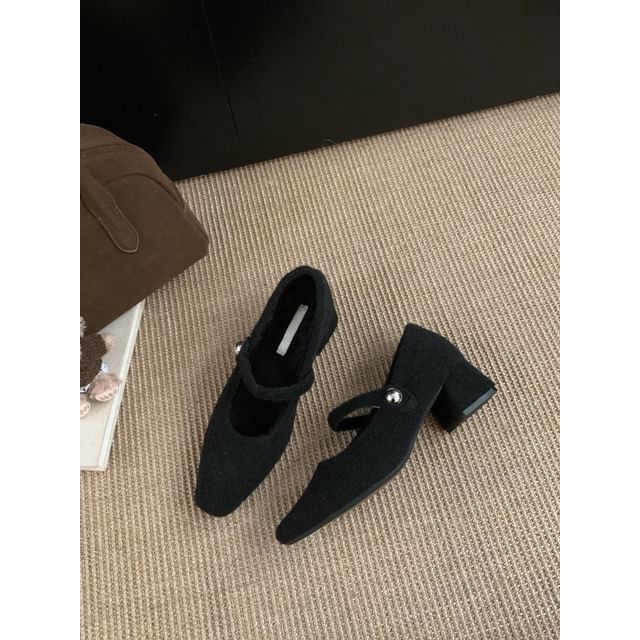 Square Jane Mary Heel Toe Pumps Block