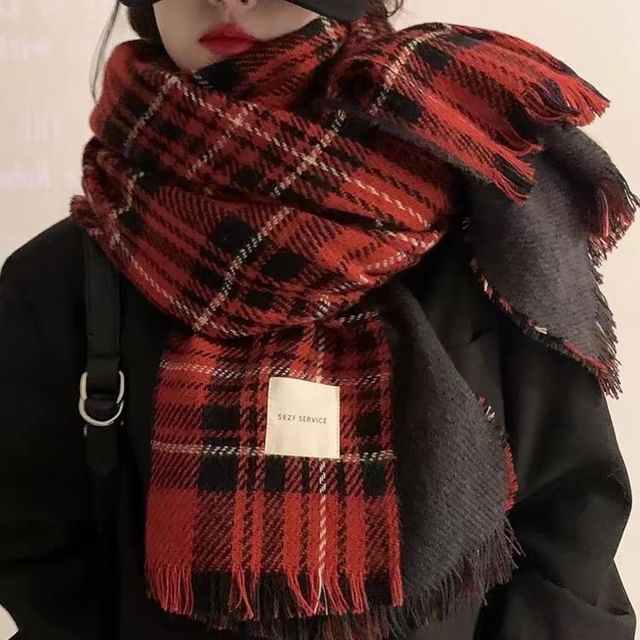 Scarf Plaid Fringed