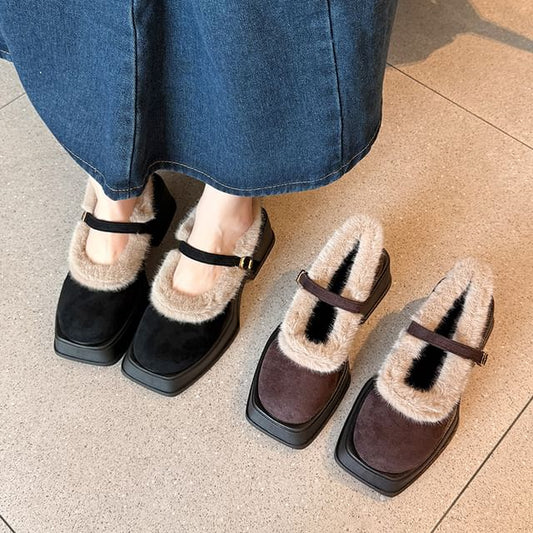 Heel Jane Platform Square-Toe Shoes Chunky Mary