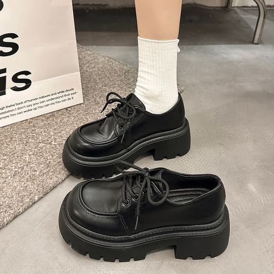 Lace-Up Heel Shoes Chunky Platform