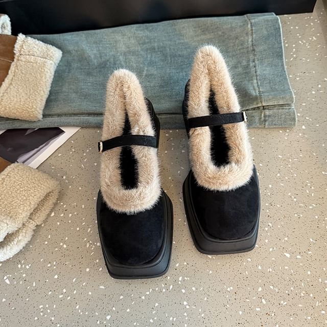 Heel Jane Platform Square-Toe Shoes Chunky Mary