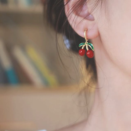 / Clip-On Cherry Drop Earring
