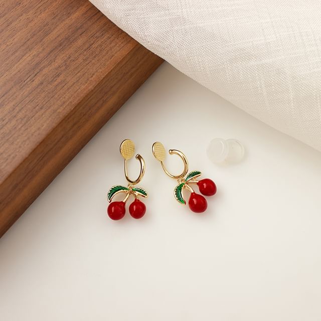 / Clip-On Cherry Drop Earring