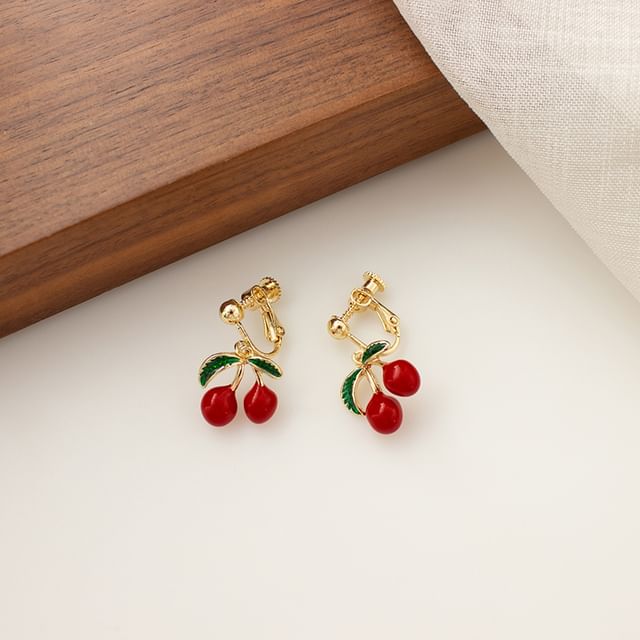 / Clip-On Cherry Drop Earring