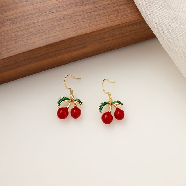 / Clip-On Cherry Drop Earring