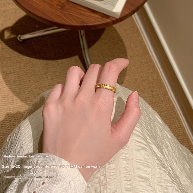 Open Ring / Alloy Set Rhinestone Brushed