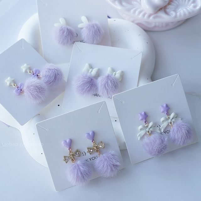 Clip Stud / On Pom Earring Drop