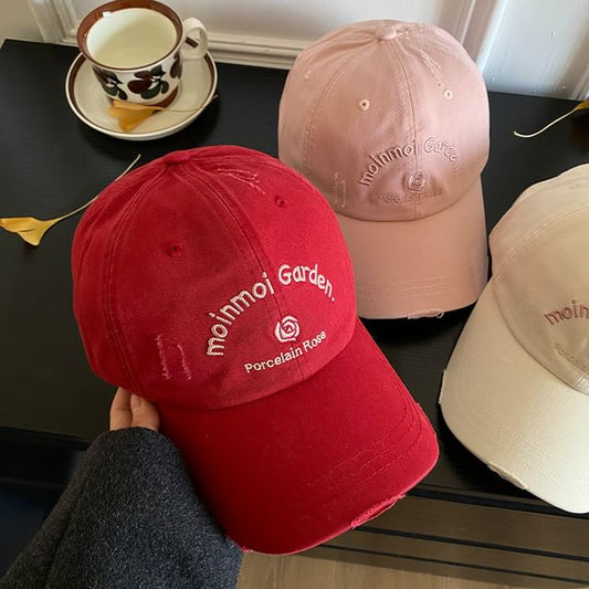 Distressed Embroidered Baseball Cap Lettering