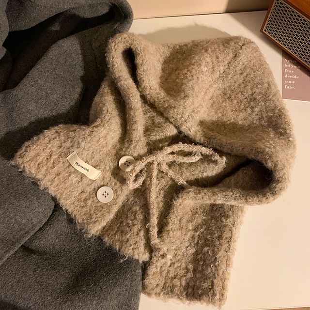 Balaclava Plain Buttoned Knit