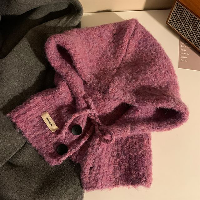 Balaclava Plain Buttoned Knit