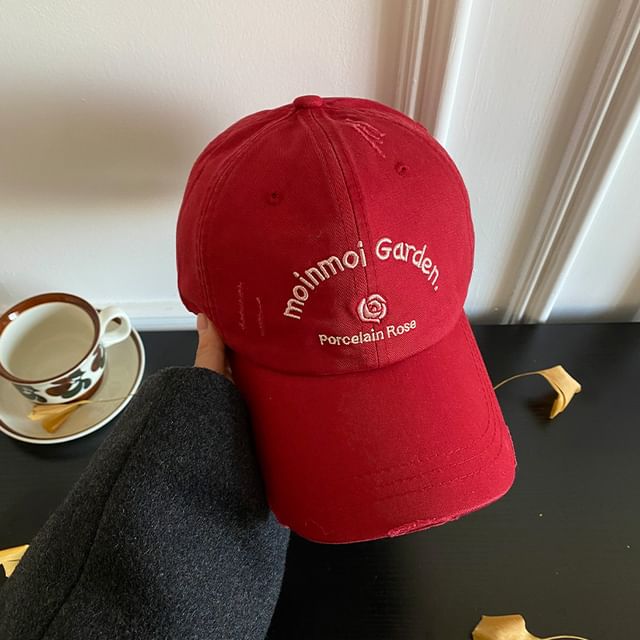 Distressed Embroidered Baseball Cap Lettering