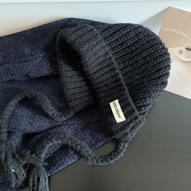 Hat Plain Knit Bonnet