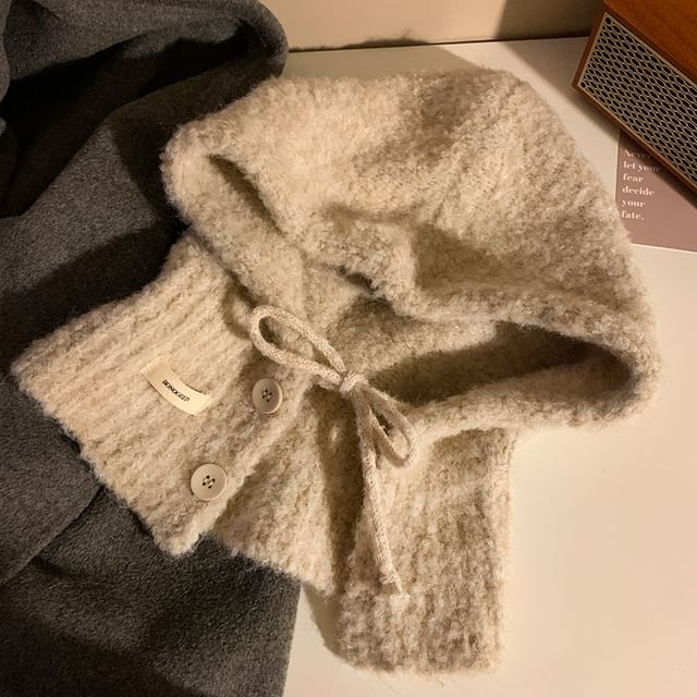 Balaclava Buttoned Knit Plain