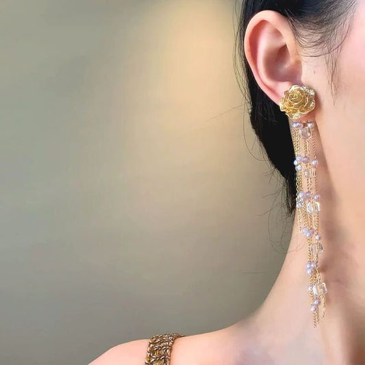 Faux Flower Earring Pearl Stud