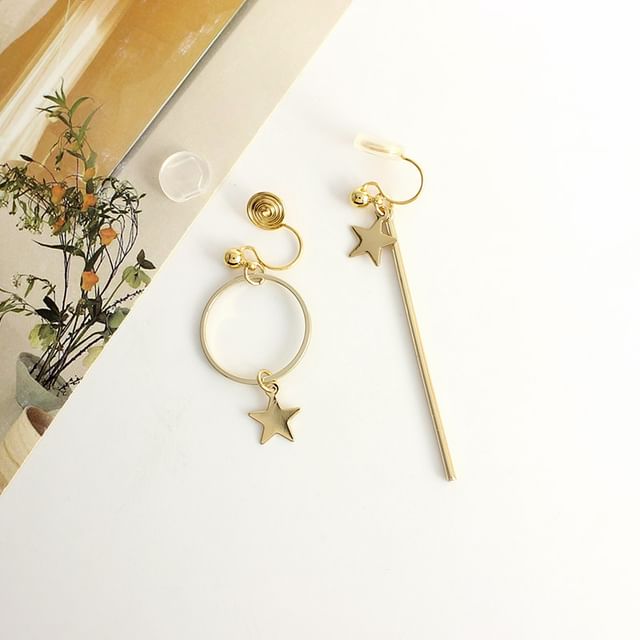 Star Earring Dangle Asymmetrical