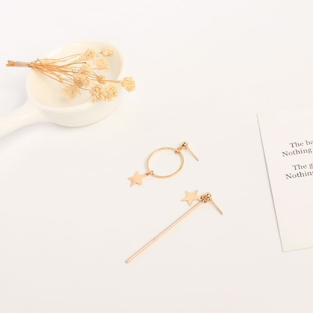 Star Earring Dangle Asymmetrical