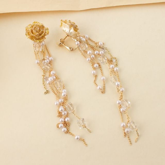 Faux Flower Earring Pearl Stud