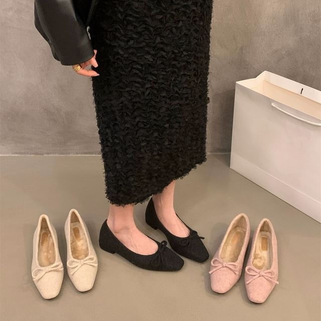 Toe Square Bow Flats