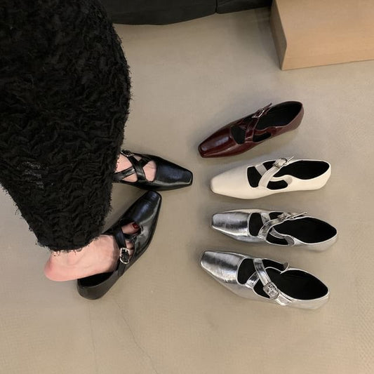 Cross Wedge Square Pumps Criss Jane Toe Hidden Mary