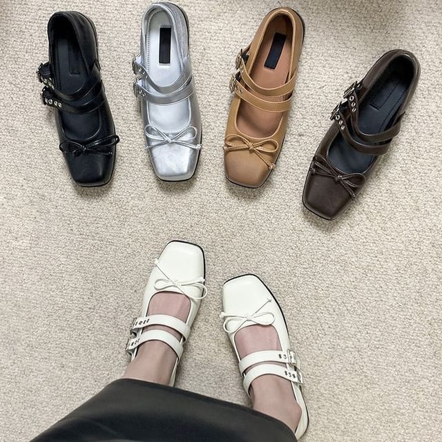 Toe Bow Shoes Square Jane Mary