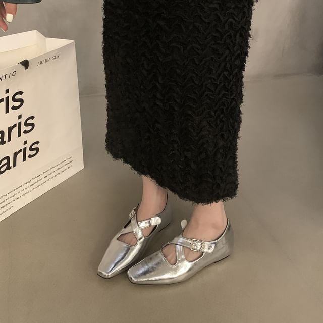 Cross Wedge Square Pumps Criss Jane Toe Hidden Mary