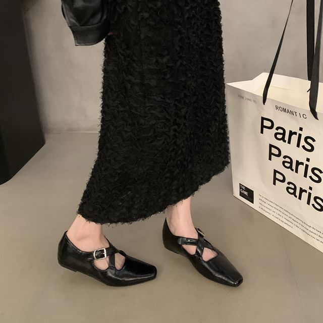 Cross Wedge Square Pumps Criss Jane Toe Hidden Mary