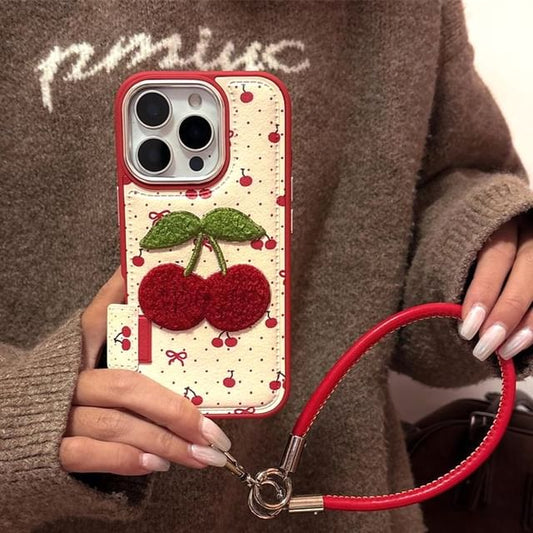 Cherry Phone Embroidered Case / Strap Set