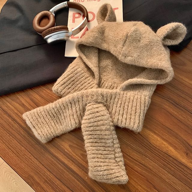 Ear Scarf Plain Rabbit Hooded