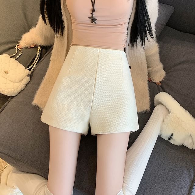 Shorts Plain High Wide Waist Leg