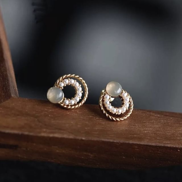 Silver Double Stud 925 Circle Sterling Earring