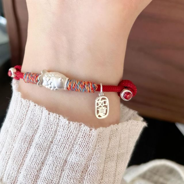 Bracelet 925 Sterling Fish Silver String