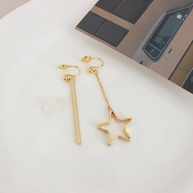 On / Clip Asymmetrical Star Drop Earring