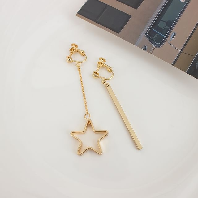 On / Clip Asymmetrical Star Drop Earring