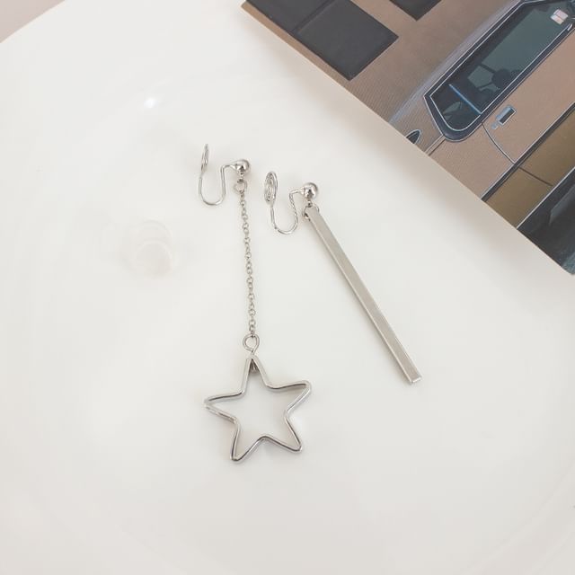On / Clip Asymmetrical Star Drop Earring