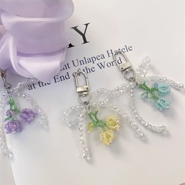 Charm Flower Beaded Bow Phone