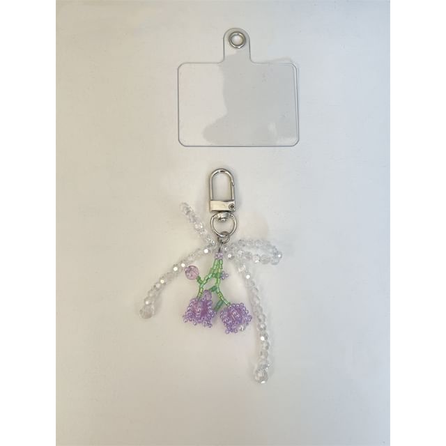 Charm Flower Beaded Bow Phone