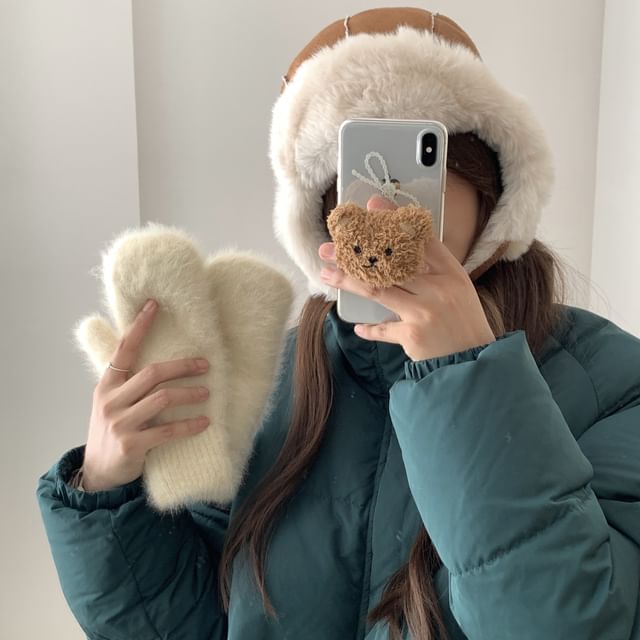 Trapper Plain Trim Fluffy Hat Applique