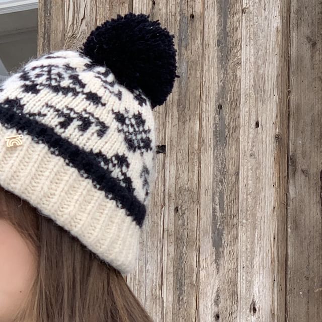 Pom Beanie Patterned