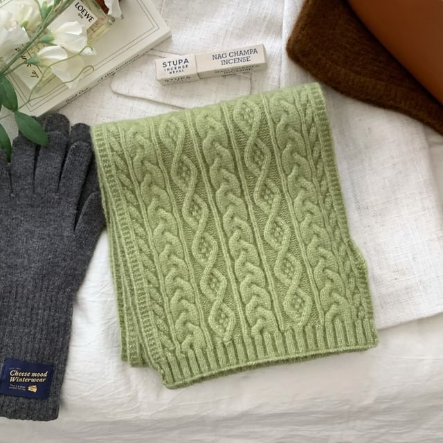 Plain Scarf Cable-Knit