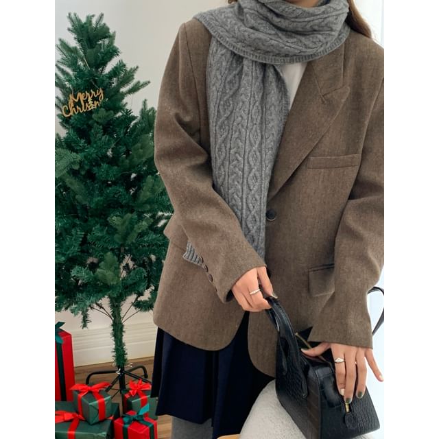 Plain Scarf Cable-Knit