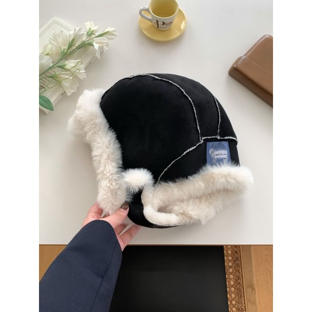 Trapper Plain Trim Fluffy Hat Applique